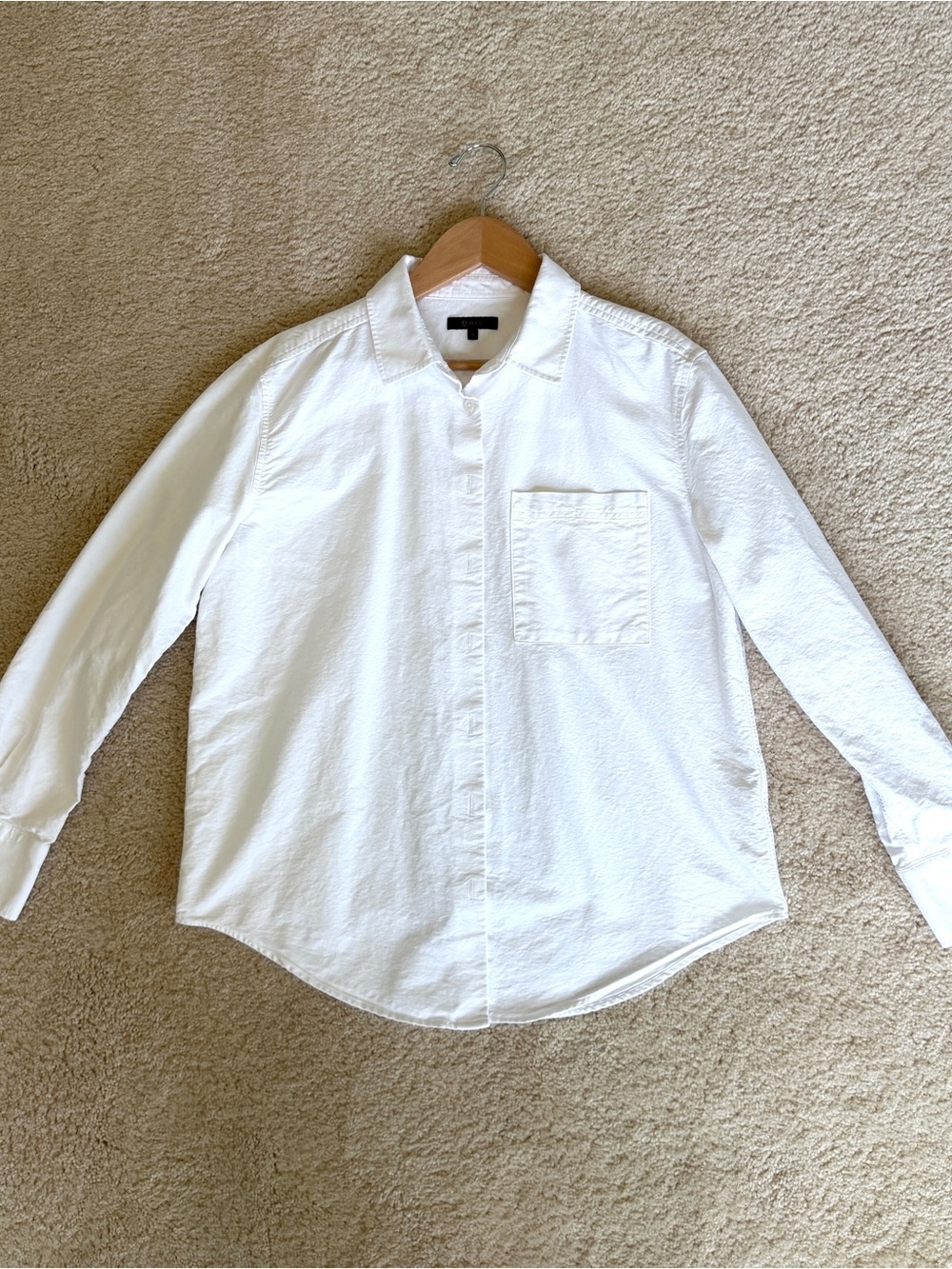Quince White Relaxed Cotton Button-Down Shirt - Picture 2 of 5